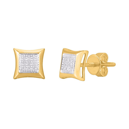 10 Karat Yellow Gold 0.05 Carat Diamonds Square Earrings-0124201-YG