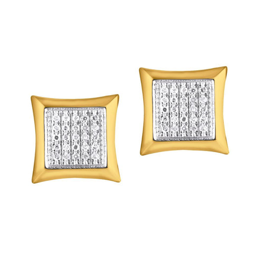 10 Karat Yellow Gold 0.15 Carat Diamonds Square Earrings-0124203-YG