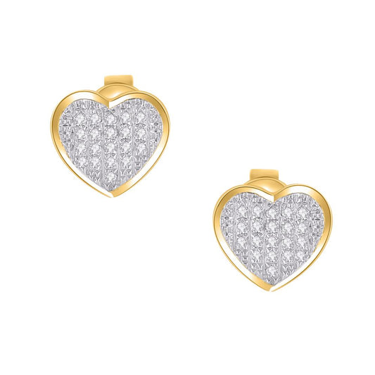 10 Karat Yellow Gold 0.10 Carat Diamonds Heart Earrings-0124302-YG