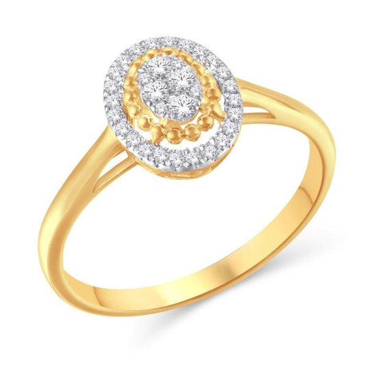 10 Karat Yellow Gold 0.15 Carat Diamonds Oval Ladies Ring-0226201-YG