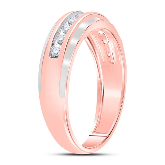 10kt Rose Gold Mens Round Diamond Wedding Band Ring 1/4 Cttw