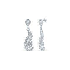 18kt White Gold Womens Round Diamond Dangle Earrings 3 Cttw