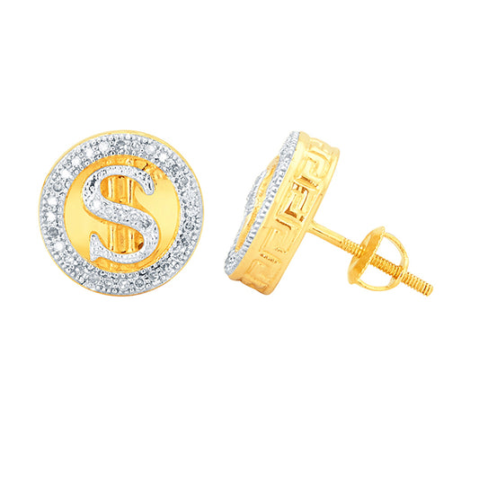 CLOSEOUT: 10KT 0.20CT D-EARRING "DOLLAR SIGN"