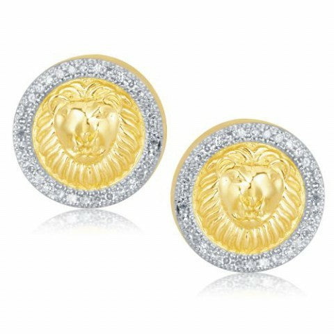 CLOSEOUT: 10KT 0.20CT D-EARRINGS "LION HEAD"