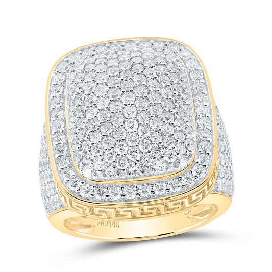 14kt Yellow Gold Mens Round Diamond Pillow Cluster Ring 5 Cttw