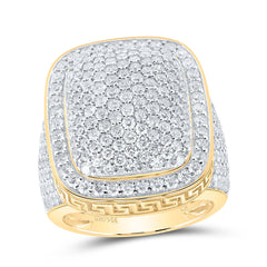 14kt Yellow Gold Mens Round Diamond Pillow Cluster Ring 5 Cttw