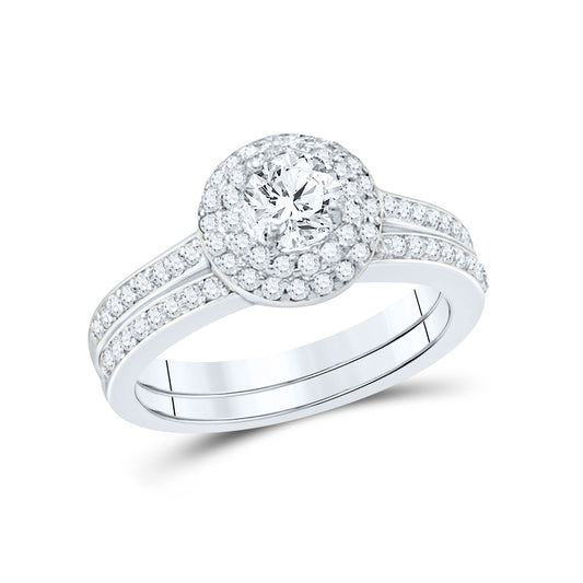 14kt White Gold Round Diamond Wedding Ring Sets Band