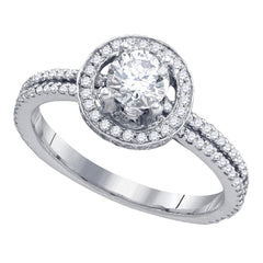 14k White Gold Womens Round Diamond Solitaire Bridal Wedding Engagement Ring 7/8 Cttw