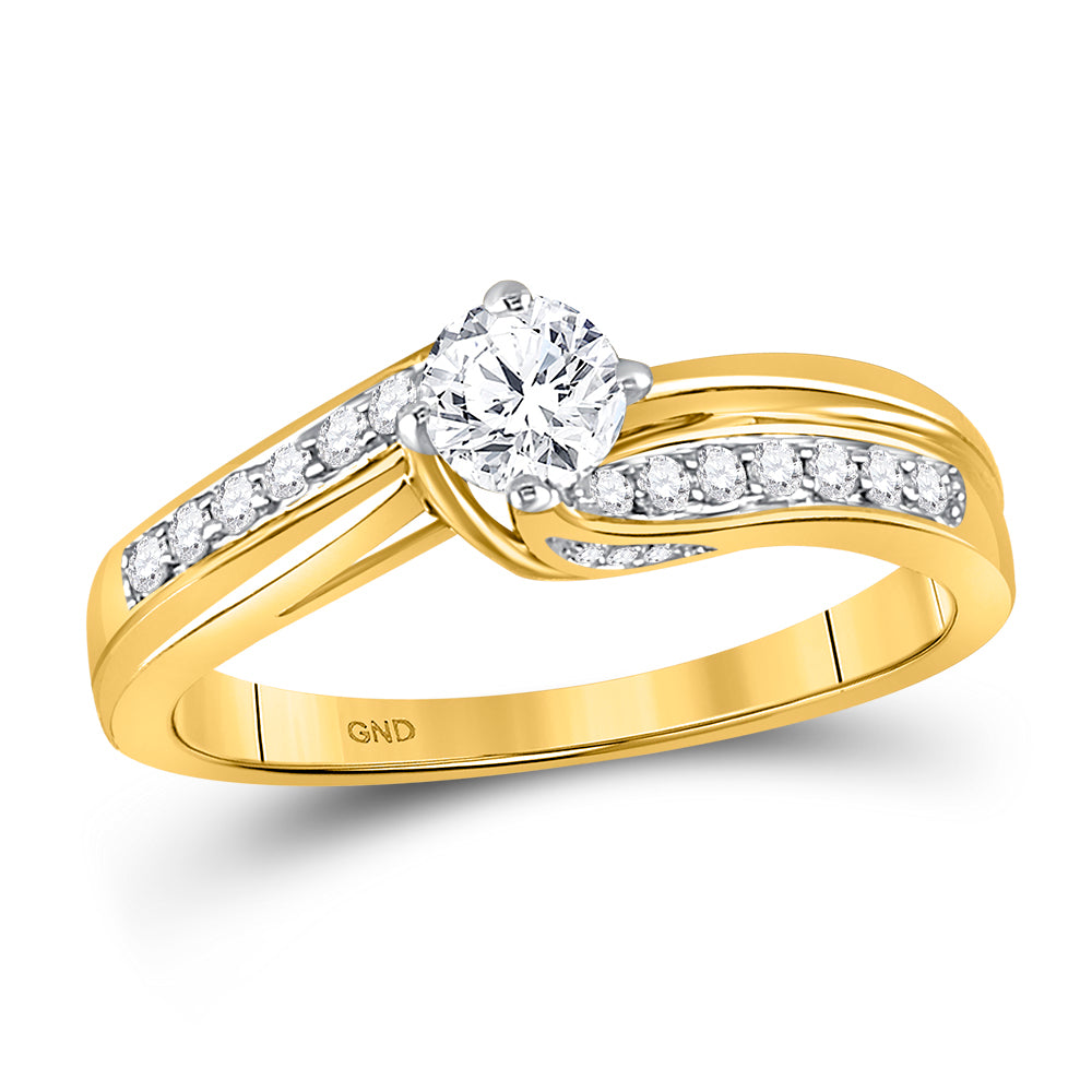 14kt Yellow Gold Womens Round Diamond Solitaire Bridal Wedding Engagement Ring 1/2 Cttw