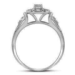 10kt White Gold Womens Round Diamond Square Bridal Wedding Engagement Ring Band Set 1/3 Cttw