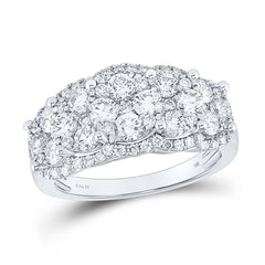 14kt White Gold Womens Round  Cocktail Cluster 5-stone Ring 2.00 Cttw