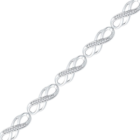 10kt White Gold Womens Round Diamond Infinity Bracelet 1/4 Cttw