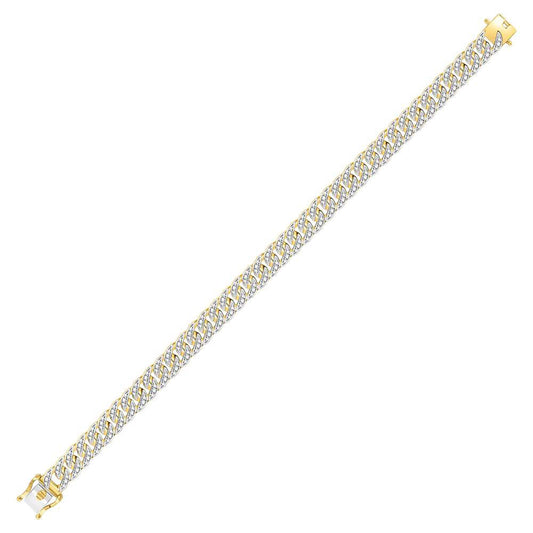 10kt Yellow Gold Mens Round Diamond Cuban Link Bracelet 1-1/2 Cttw