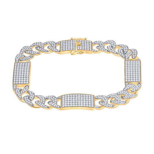 9 1/2CT-DIA NK ICE CUBAN MENSBRACELET (9 INCH)