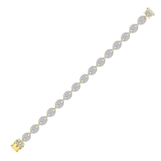 10kt Yellow Gold Mens Round Diamond Gucci Link Fashion Bracelet 6.00 Cttw