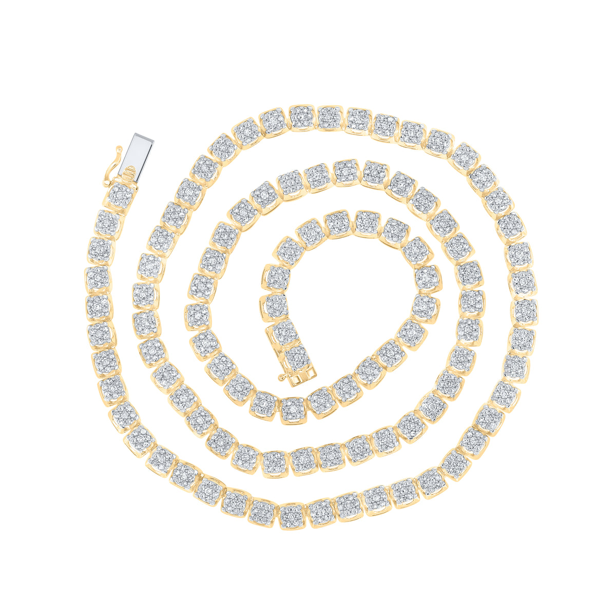 8 1/2CTW-DIA NK (5.5MM) ROUND CLUSTER FLOWER MENS CHAIN (24 INCH)