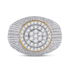10kt Yellow Gold Mens Round Diamond Flower Cluster Ring 2.00 Cttw
