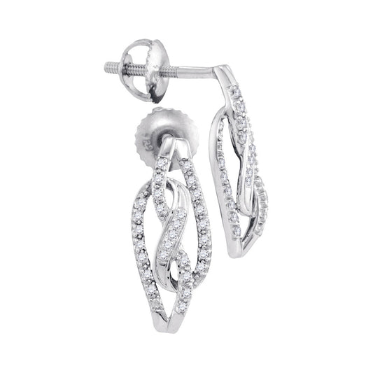 10kt White Gold Womens Round Diamond Infinity Screwback Stud Earrings 1/6 Cttw