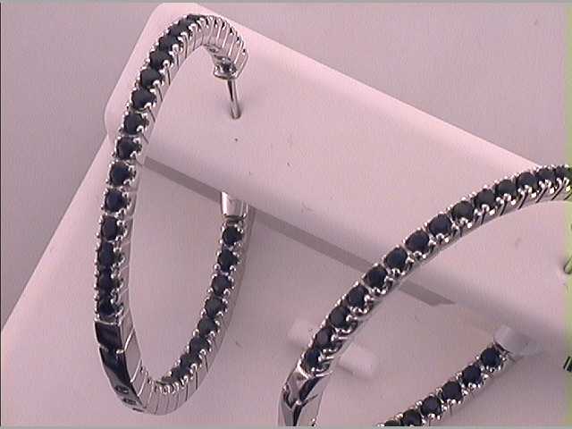 2  3/4CTW-DIA BLACK SAPPHIRE NATURAL GEM HOOPS