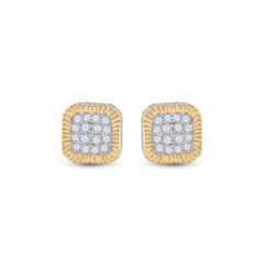 10kt Yellow Gold Mens Round Diamond Cluster Stud Earrings 1/2 Cttw