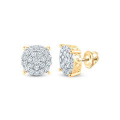 10kt Yellow Gold Womens Round Diamond Cindy's Dream Cluster Earrings 1-1/2 Cttw