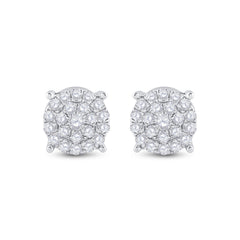 10kt White Gold Womens Round Diamond Cindy's Dream Cluster Earrings 1-1/2 Cttw