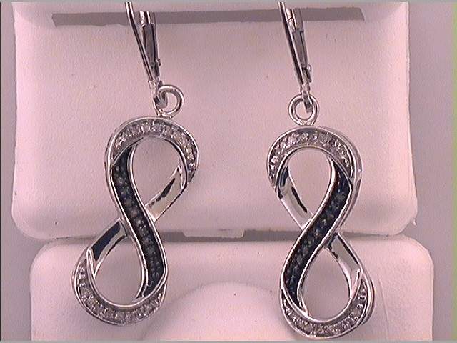 10kt White Gold Womens Brown Diamond Infinity Dangle Earrings 1/5 Cttw