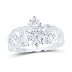 10kt White Gold Womens Round Diamond Mom Mother Ring 1/8 Cttw