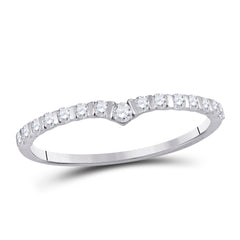 10kt White Gold Womens Round Diamond Chevron Stackable Band Ring 1/4 Cttw