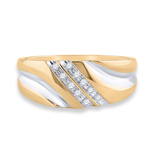 14kt Yellow Gold Mens Round Diamond Wedding Band Ring 1/8 Cttw