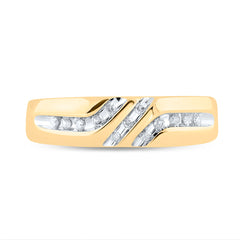 10kt Yellow Gold Mens Round Channel-set Diamond Triple Row Wedding Band Ring 1/8 Cttw