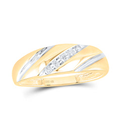 10kt Yellow Gold Mens Round Diamond Wedding Band Ring 1/10 Cttw