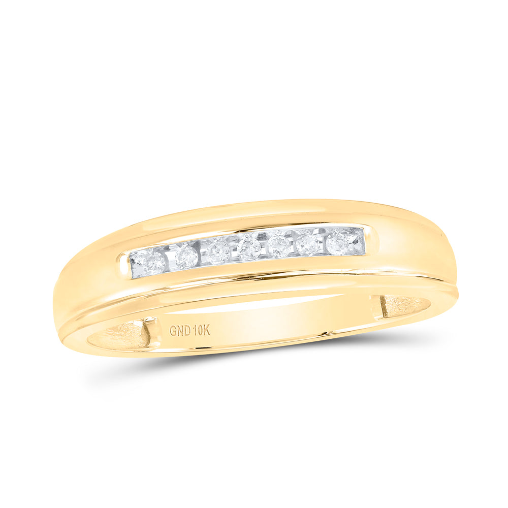 10kt Yellow Gold Mens Round Diamond Wedding Anniversary Band Ring 1/12 Cttw