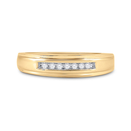 14kt Yellow Gold Mens Round Diamond Channel-set Wedding Anniversary Band Ring 1/12 Cttw