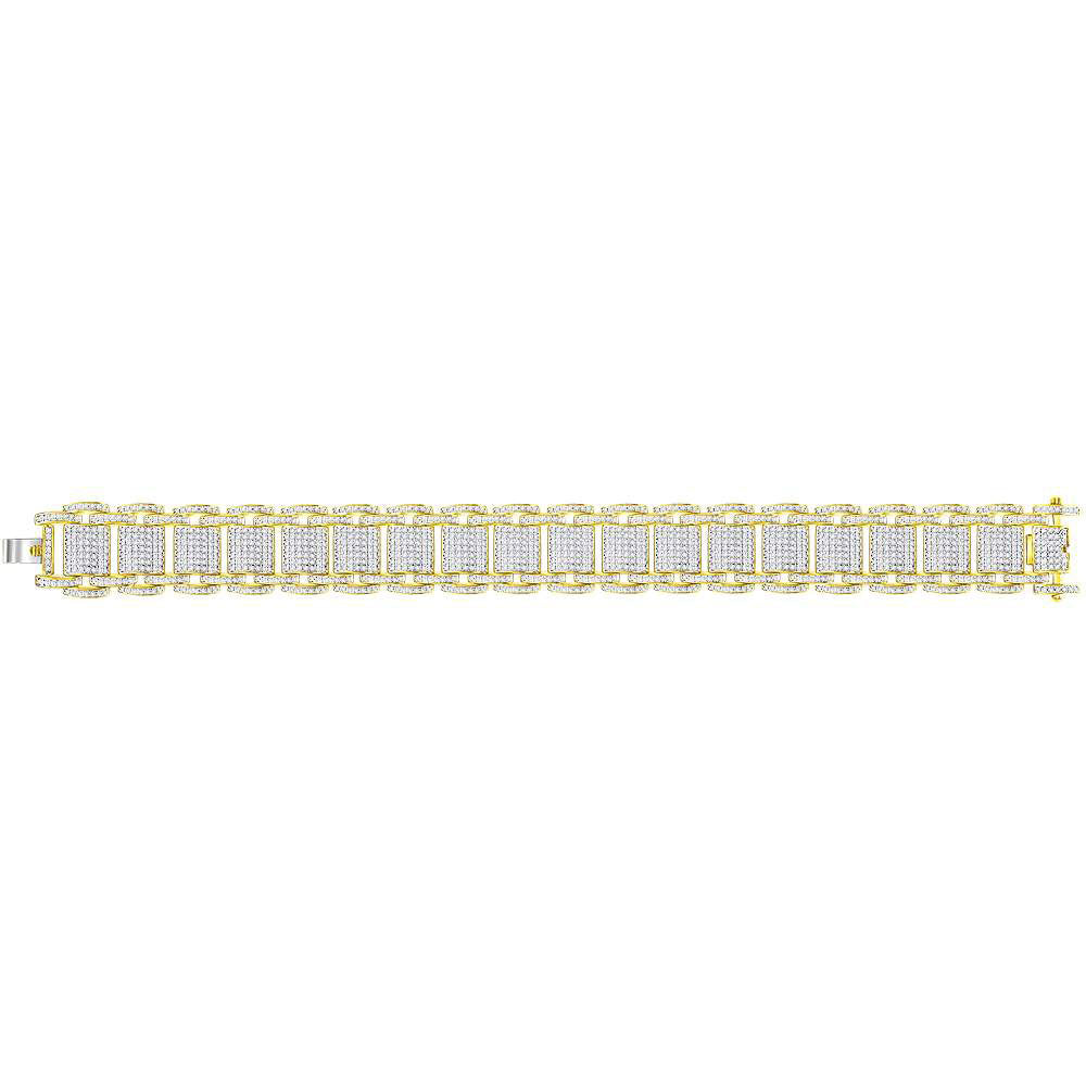 10kt Yellow Gold Mens Round Diamond Big Look Statement Link Bracelet 4-5/8 Cttw