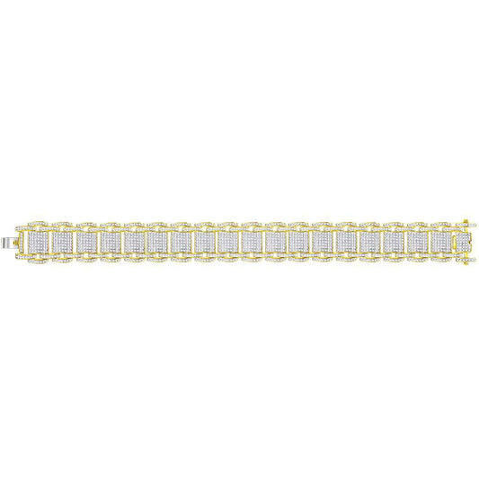 10kt Yellow Gold Mens Round Diamond Big Look Statement Link Bracelet 4-5/8 Cttw