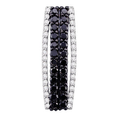 10kt White Gold Womens Round Black Color Enhanced Diamond Vertical Bar Pendant 3/4 Cttw