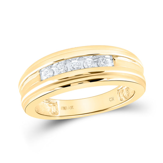 14kt Yellow Gold Mens Round Diamond Wedding Channel Set Band Ring 1/4 Cttw