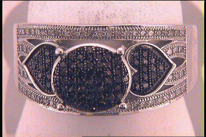 10kt White Gold Womens Color Enhanced Black Diamond Heart Ring 3/8 Cttw