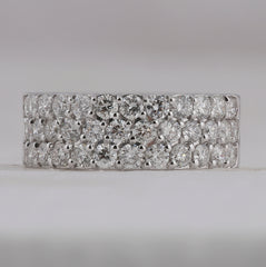 14kt White Gold Womens Round Pave-set Diamond Triple Row Wedding Band 2.00 Cttw