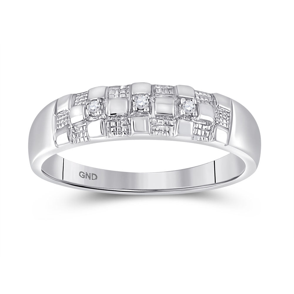 10kt White Gold His & Hers Round Diamond Solitaire Matching Bridal Wedding Ring Band Set 1/8 Cttw