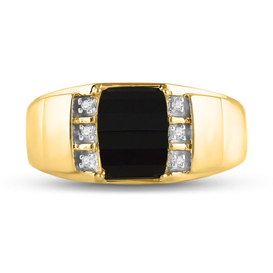 0.02CTW-DIA P3 9X7MM CT-ONYX GIFT MENS RING