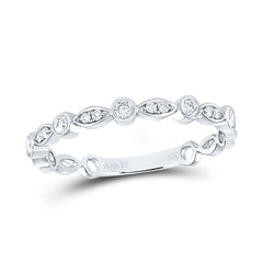 10kt White Gold Womens Round Diamond Classic Stackable Band Ring 1/6 Cttw