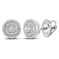 14kt White Gold Womens Round Diamond Circle Frame Stud Earrings 1/4 Cttw