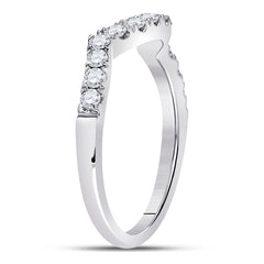 14kt White Gold Womens Round Diamond Wrap Ring Guard Enhancer 1/2 Cttw
