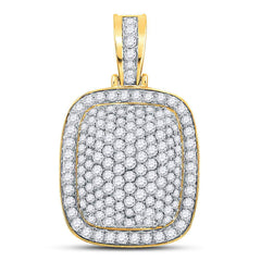 14kt Yellow Gold Mens Round Diamond Domed Dog Tag Charm Pendant 3.00 Cttw
