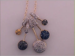 10kt Yellow Gold Womens Color Enhanced Blue Diamond Fashion Pendant Necklace 1/2 Cttw