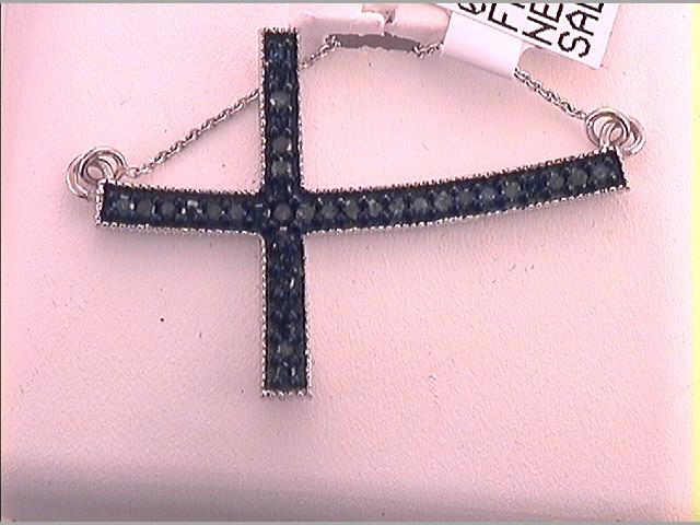 10kt White Gold Womens Diamond Cross Pendant Necklace 1/4 Cttw