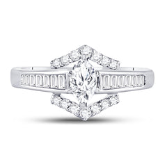 14kt White Gold Womens Marquise Diamond Solitaire Bridal Wedding Engagement Ring 3/4 Cttw