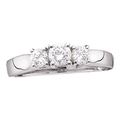 14kt White Gold Womens Round Diamond 3-stone Bridal Wedding Engagement Ring 1-1/2 Cttw